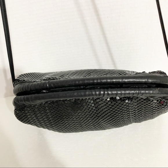 Vintage Whiting and Davis Chainmail Leather Crossbody Shoulder Bag Hinged Frame - Picture 4 of 12